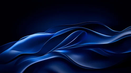 Abstract Blue Waves Digital Art with Smooth Gradient Flow.