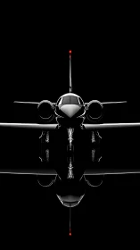 Symmetric frontal jet silhouette with reflective axial mirroring.