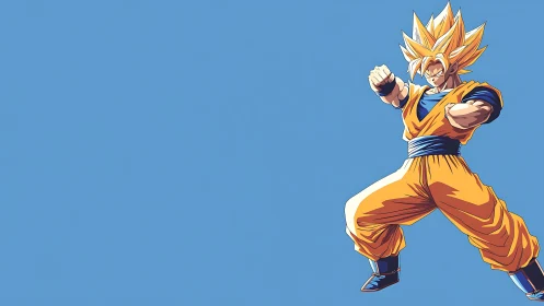 Anime martial hero in dynamic right-weighted composition.