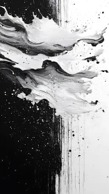 Monochrome impasto waveforms divide canvas with dynamic contrast