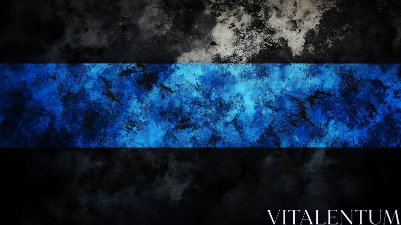 Electric blue grunge stripe slices through dark texture.