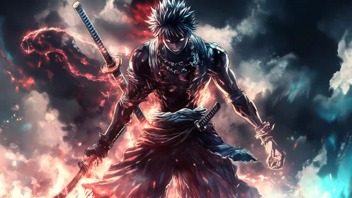 Stormlit ronin carves thunder through clouds of destiny