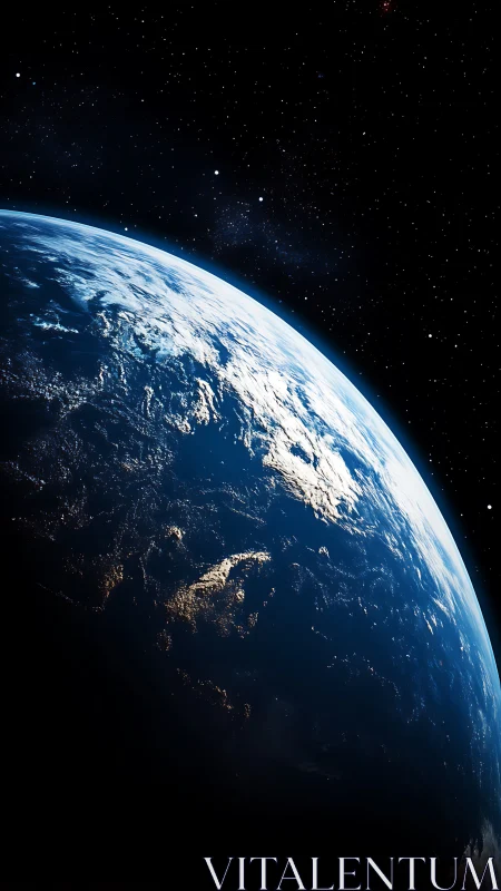 Earth terminator line captured from space against star field