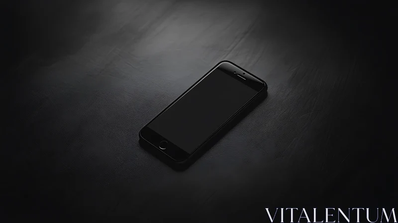 Black iOS Smartphone with Dark Textured Background Setup