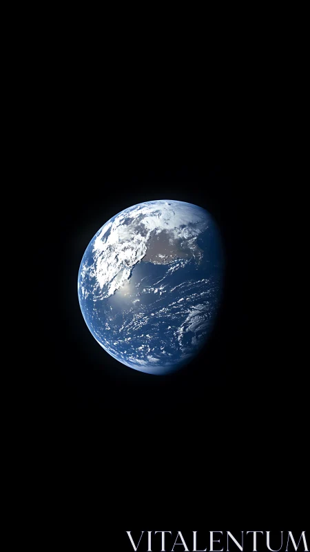 Earth partially illuminated against deep black space background