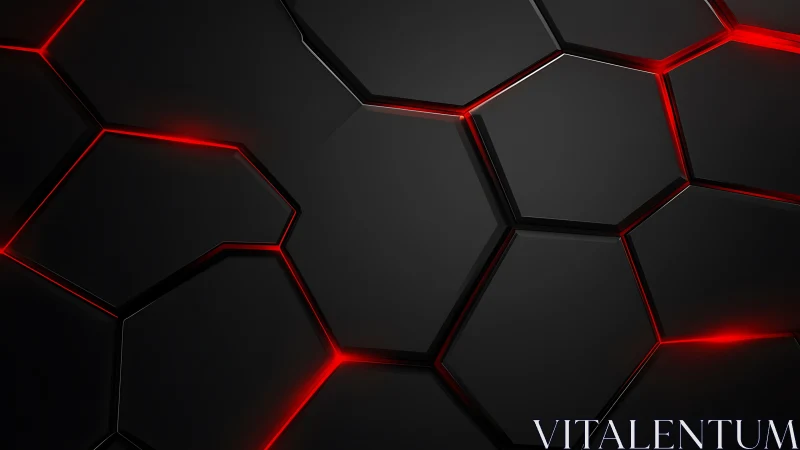 Hexagonal black grid with intense red neon edge glow.