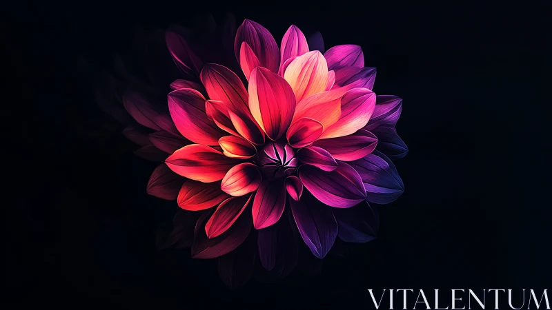 Vibrant Dahlia Flower Against Black Background