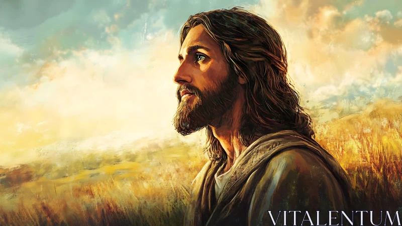 Portrait of a contemplative man in radiant golden light.