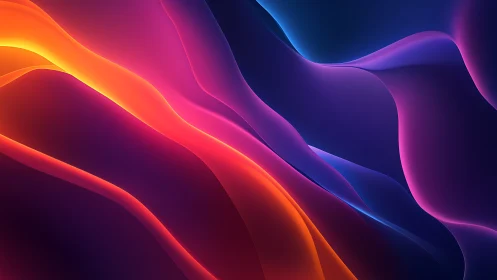 Gradient-lit fluid ribbons form layered abstract chromatic surfaces