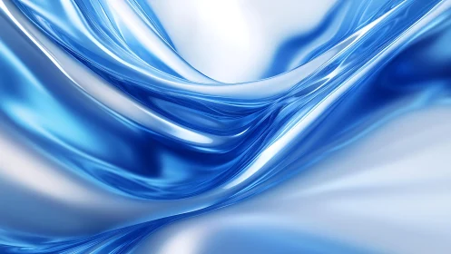 Smooth Blue Abstract Waves in Glossy Digital Art Style.