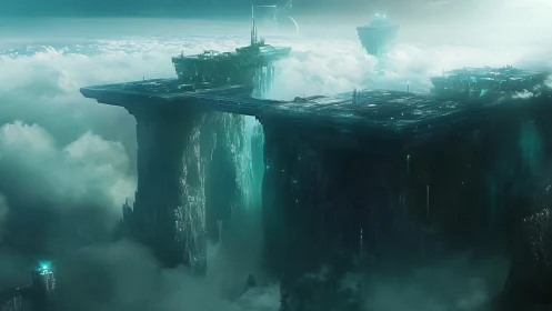 Colossal Sky Citadels Float Among Emerald Clouds.