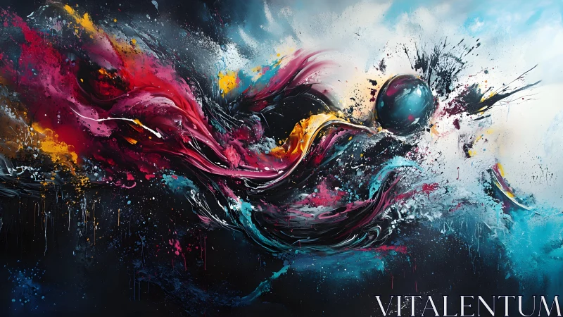 Vivid Abstract Universe with Dynamic Colorful Swirls and Spheres.