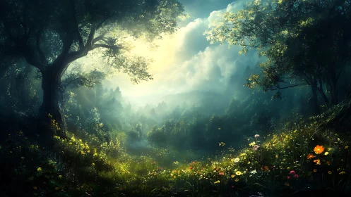 Enchanted Forest Cathedral: Luminous Sanctuary of Ancient Timber.