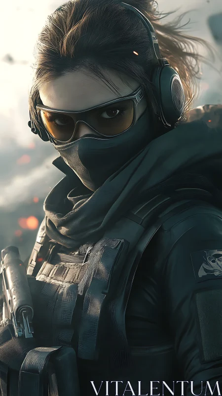 Hooded storm operative stares down the battlefield horizon.