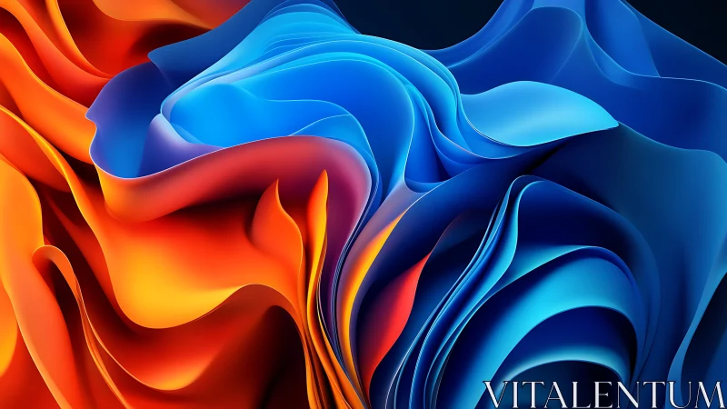 3D fluid-fold abstraction in duotone thermal waveforms.