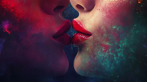 Neon Proximity: Digital Portrait Fused with Chromatic Abstraction.