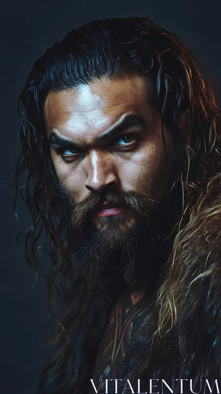 Intense bearded warrior portrait uses dramatic low-key lighting