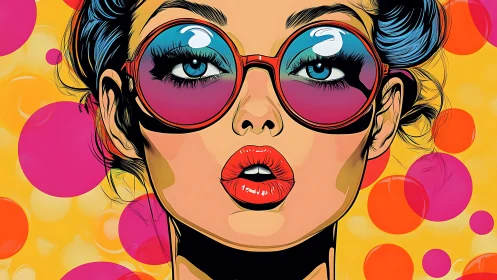 Pop diva in neon bubble shades, paused mid-colorful gasp.