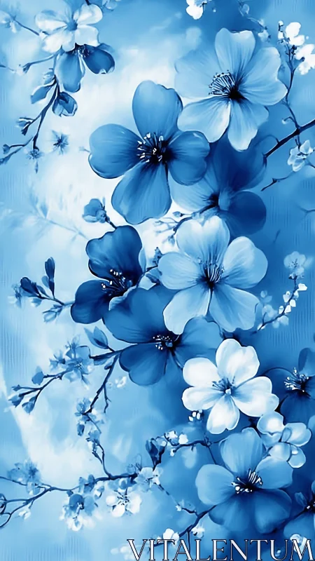 Blue Floral Arrangement with White Blooms