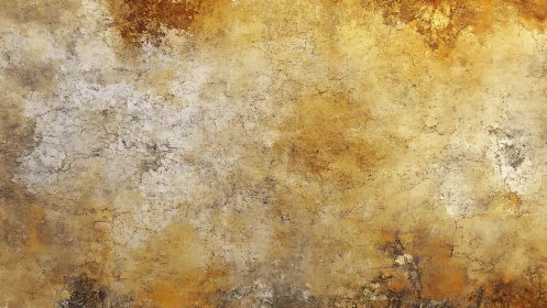 Aged ochre plaster wall with cracked patina and mottled decay