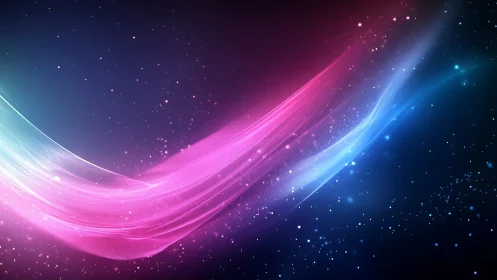 Energetic neon light trails sweep across a deep cosmic field