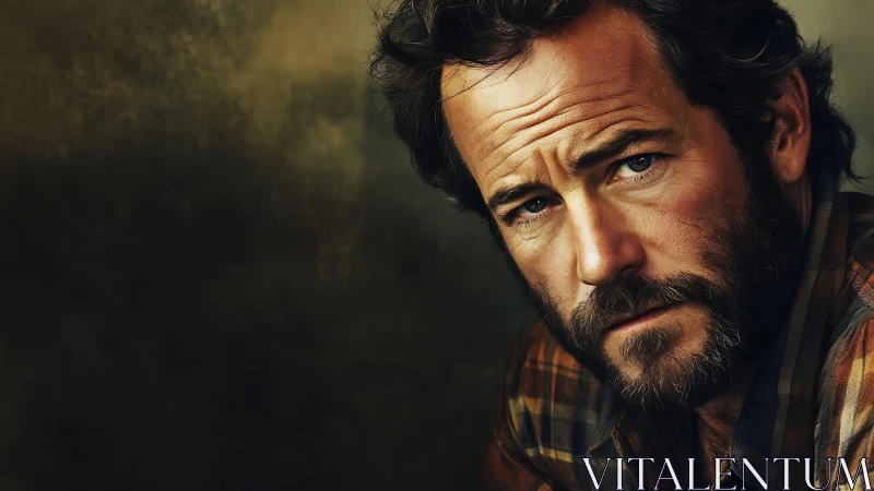 Weathered bearded man in warm-toned digital portrait study.