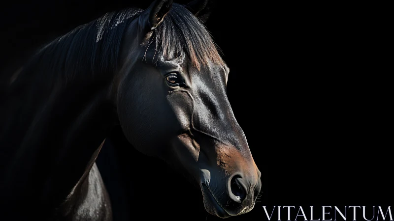 Midnight stallion carves silver highlights from the dark