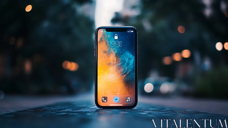 Notched Smartphone Display with Dynamic Gradient Wallpaper