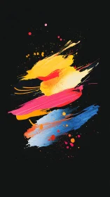 Vibrant multicolor brushstrokes on deep black background.