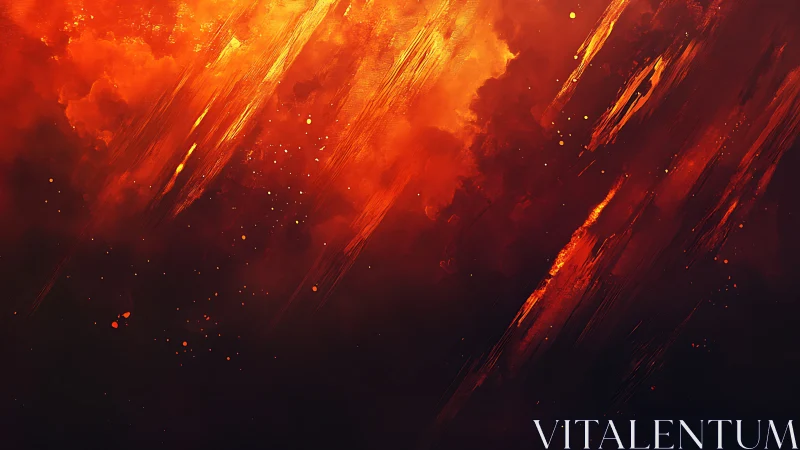 Diagonal light streaks with orange and red gradient atmospheric composition