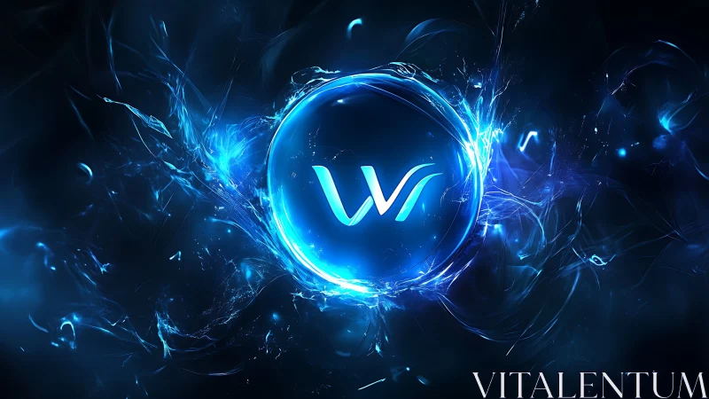 Electric blue energy sphere cradling luminous W emblem.