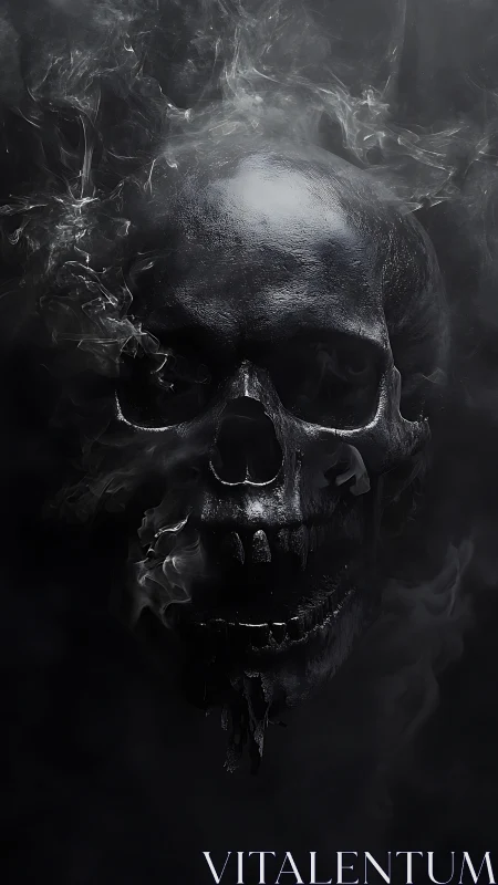 Midnight smoke skull emerging from shadowed oblivion.