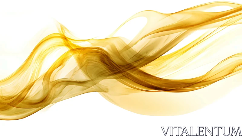 Curved translucent golden waveforms traverse a white field