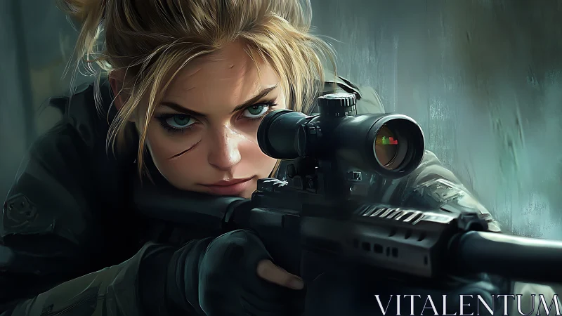 Sharpshooter's Resolve: Tactical Precision Meets Steely Focus.