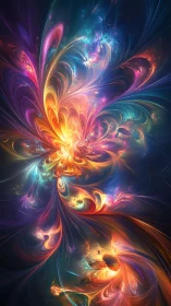 Fractal plasma blossoms rendered with high-saturation spectral gradients