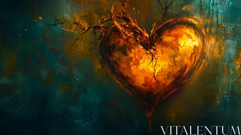 Burning Heart in Teal Shadows.