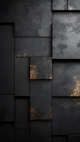 Rust freckles whisper across midnight industrial tiles