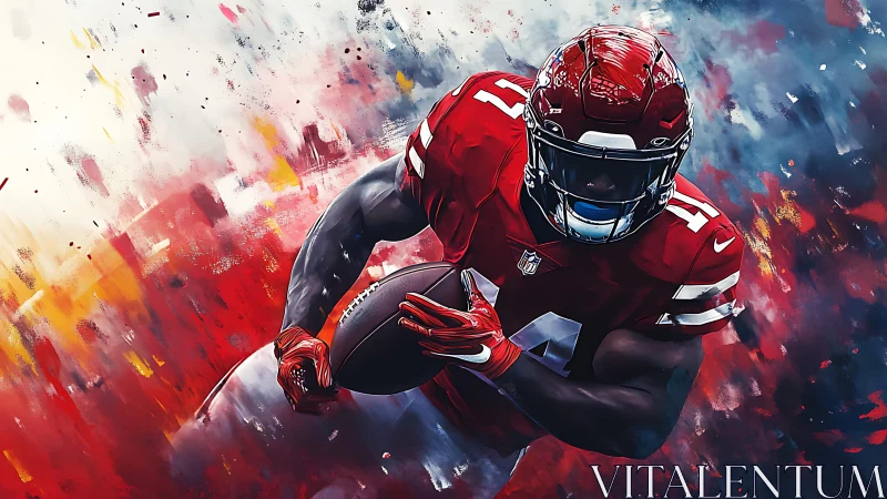 Gridiron comet in red armor slicing through painted storm.