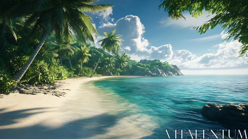 Tropical Paradise: Pristine Beach Sanctuary Meets Emerald Sea.