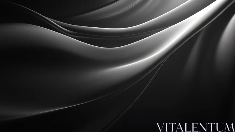 Silken silver waves drift through shadowed monochrome space.