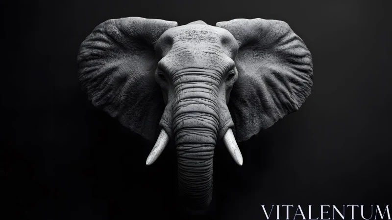Majestic Elephant Portrait in Dramatic Black and White Style.