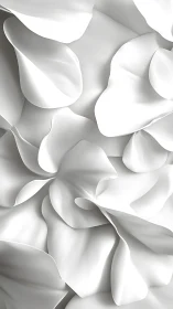 Layered white abstract petal forms with soft surface detail.