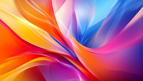 Radiant color ribbons flow in a luminous abstract space.