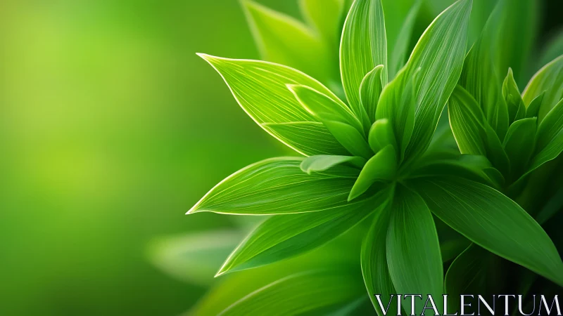 Macro study of radial green foliage with luminous edge lighting.