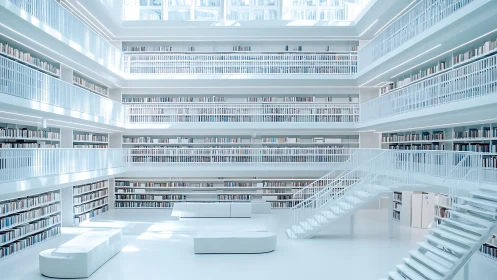 Modern Library's Serene White Sanctuary for Knowledge Seekers