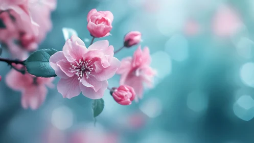 Pink blossoms with soft bokeh background demonstrate shallow depth of field photography technique.