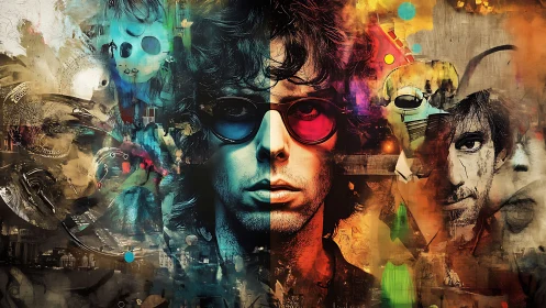 Split-color portrait fusing analog surrealism with urban collage