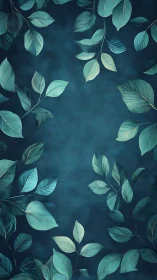 Cyan-toned botanical foliage on textured teal background surface.