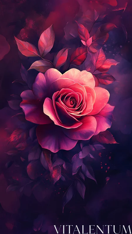 Luminous Rose Blooming in Vibrant Magenta and Crimson Depths.