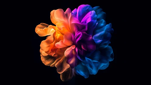 Chromatic bloom where firelight collides with neon tide.